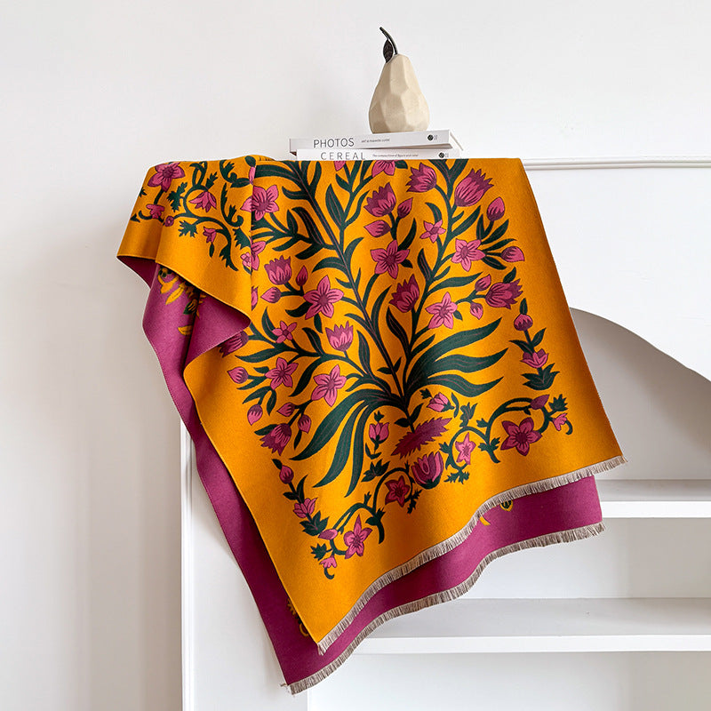 Vintage Floral Cashmere Scarf