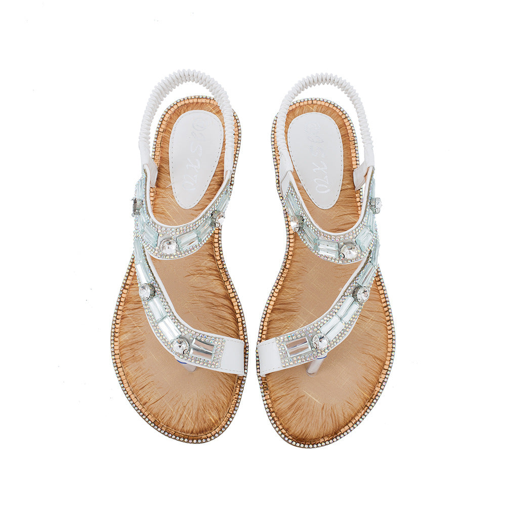 Sandalen "Tanger" – Platte Zool met Blauw Ruitpatroon