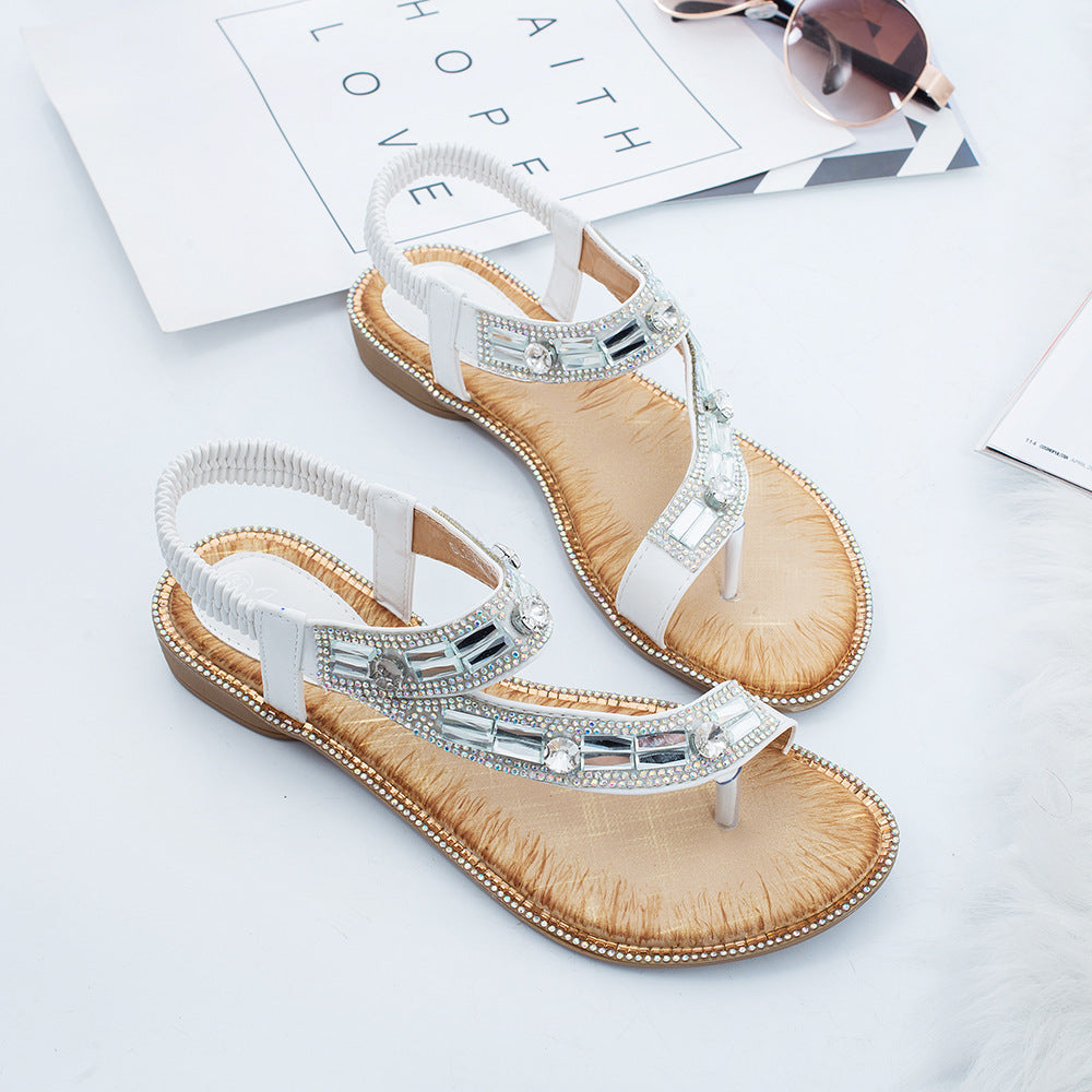 Sandalen "Tanger" – Platte Zool met Blauw Ruitpatroon