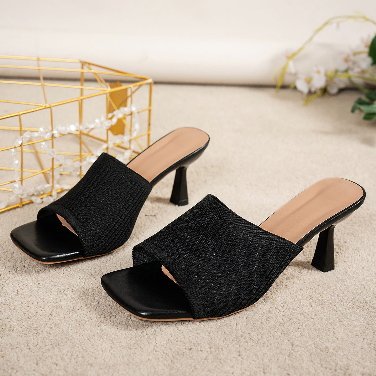 Wide Strap Block Heel Sandals