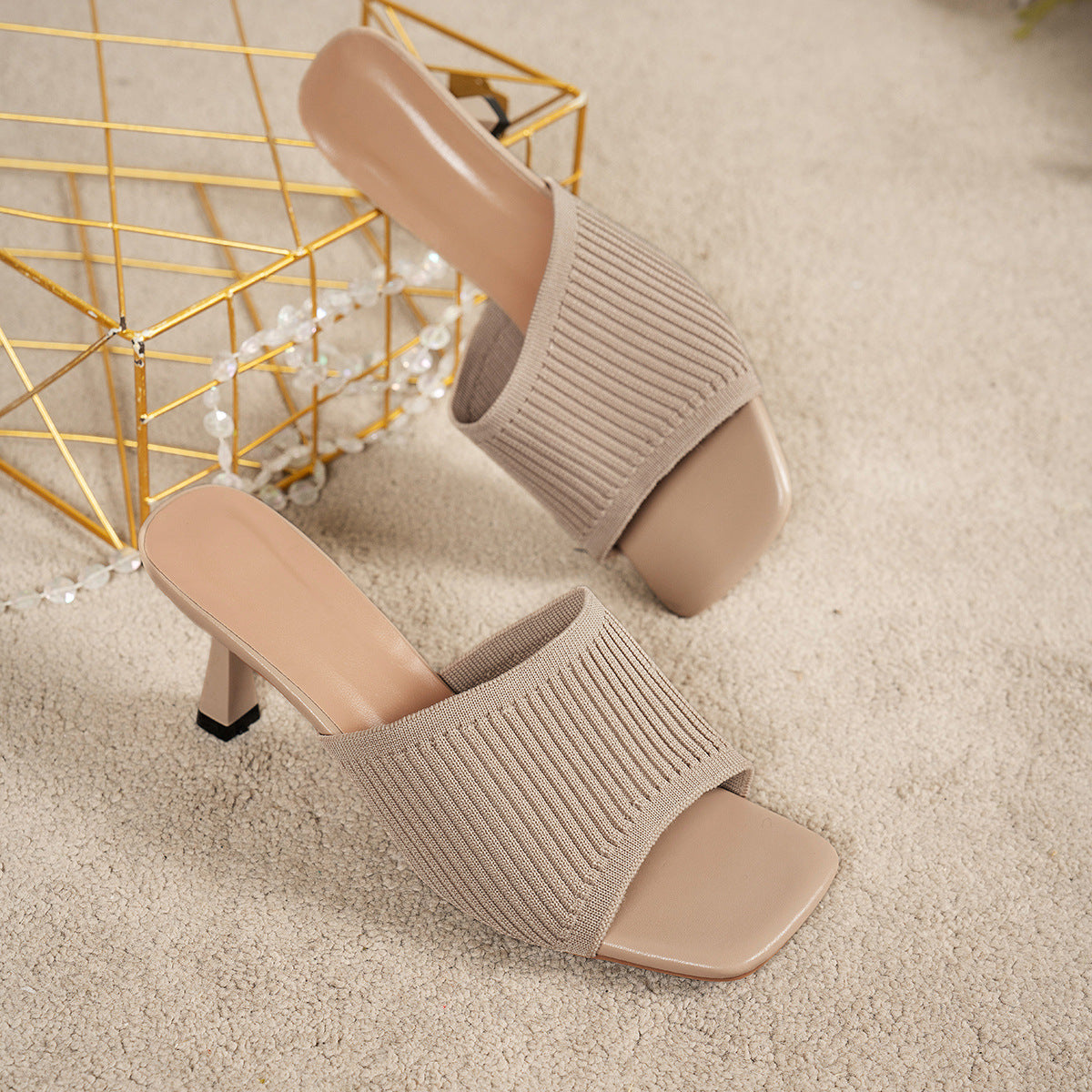 Wide Strap Block Heel Sandals