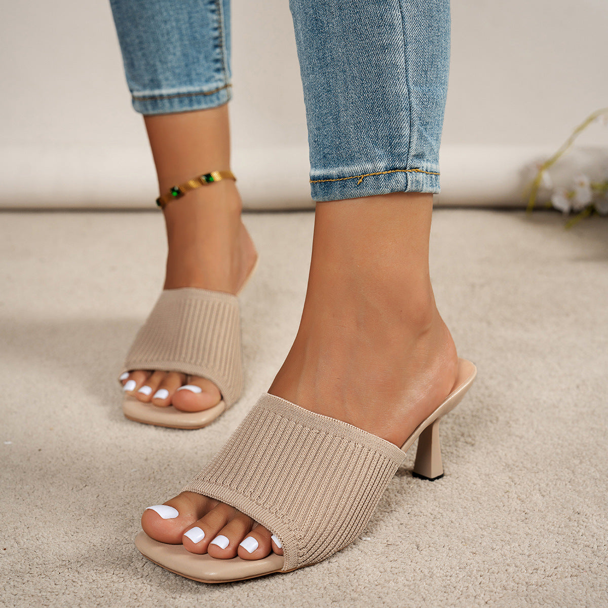 Wide Strap Block Heel Sandals