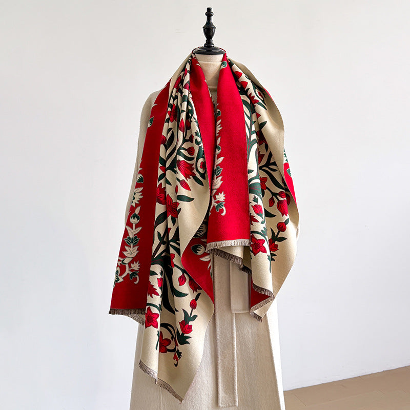 Vintage Floral Cashmere Scarf