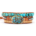 Armband "Zahra" – Turquoise met Gevlochten Leren Koord