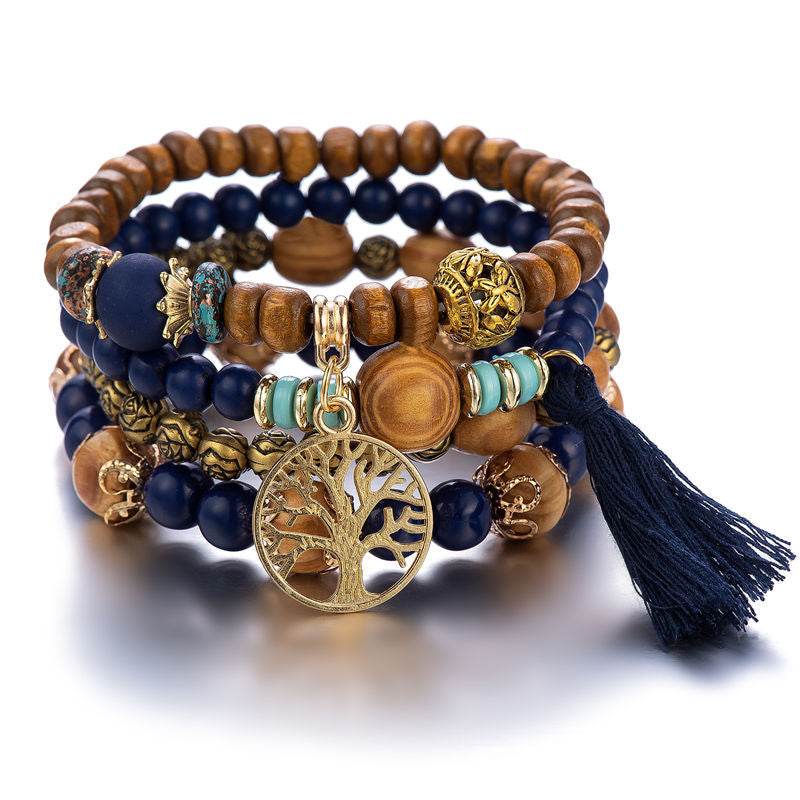 Armband "Oasis" – Meerlaags met Houten Kralen