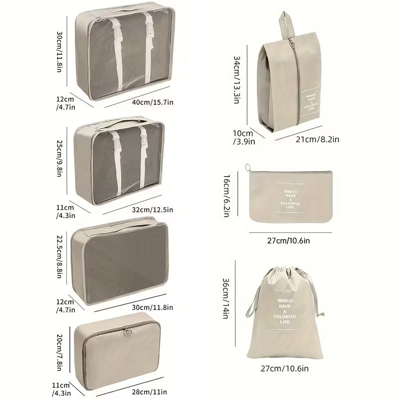 7-delige Reisorganizer Set – Packing Cubes voor Koffer
