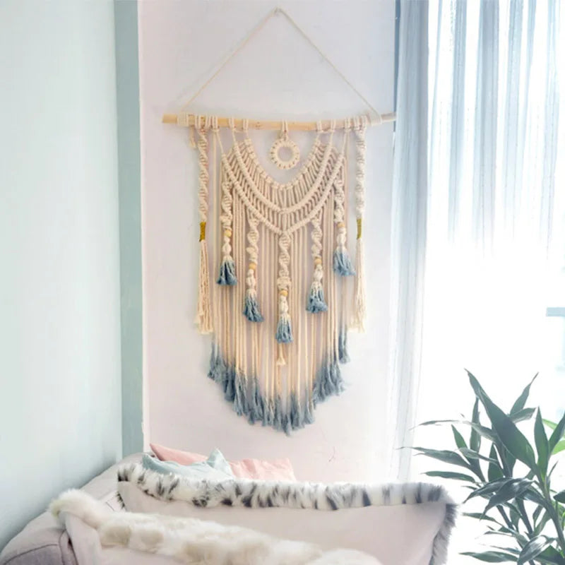 Wandkleed "Luna" – Macramé Dromenvanger Boven Bed