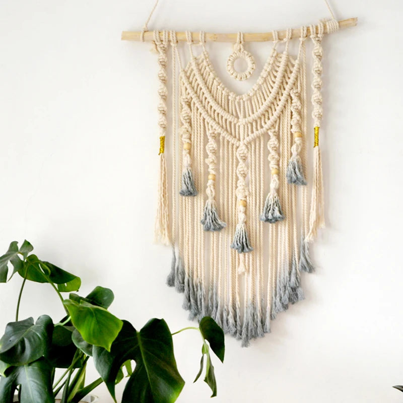 Wandkleed "Luna" – Macramé Dromenvanger Boven Bed